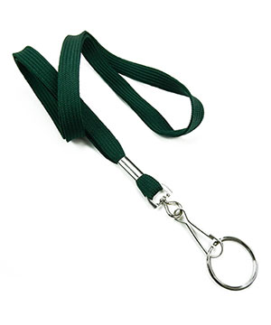  3/8 inch Hunter green work lanyard attached swivel hook with key ringblankLRB320NHGN 