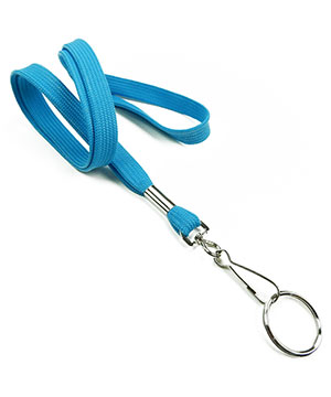  3/8 inch Light blue work lanyard attached swivel hook with key ringblankLRB320NLBL 