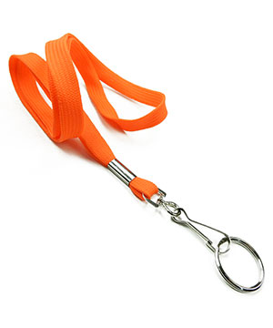  3/8 inch Neon orange work lanyard attached swivel hook with key ringblankLRB320NNOG 