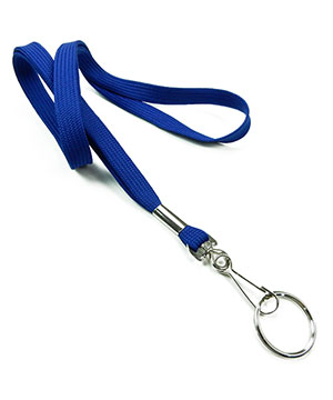  3/8 inch Royal blue work lanyard attached swivel hook with key ringblankLRB320NRBL 