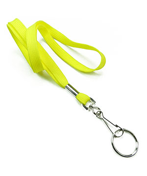  3/8 inch Yellow work lanyard attached swivel hook with key ringblankLRB320NYLW 