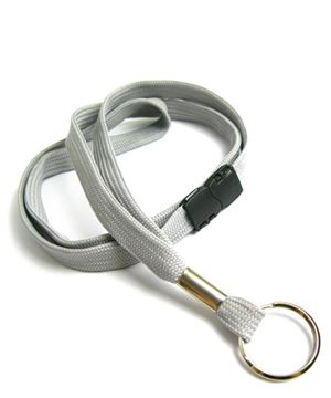  3/8 inch Gray key ring lanyard attached safety breakawayblankLRB321BGRY