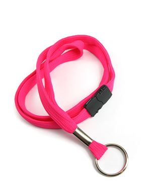 3/8 inch Hot pink breakaway lanyard with key ring-blank-LRB321BHPK