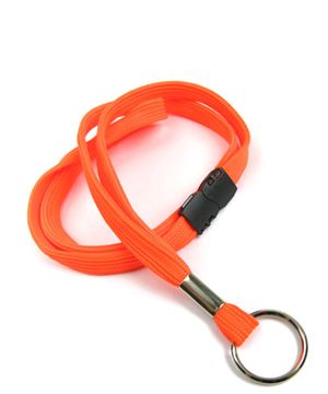  3/8 inch Neon orange breakaway lanyard with key ring-blank-LRB321BNOG