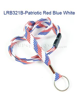  3/8 inch Patriotic pattern key ring lanyard attached safety breakawayblankLRB321BRBW