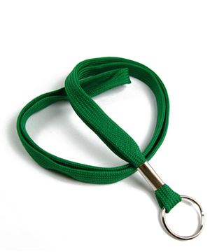  3/8 inch Green key lanyard with a metal key ringLRB321NGRN 