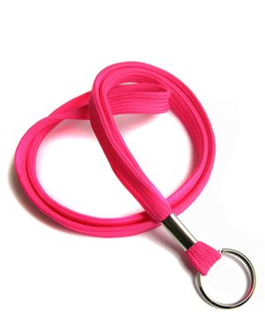  3/8 inch Hot pink key ring lanyard with a split ring-blank-LRB321NHPK 