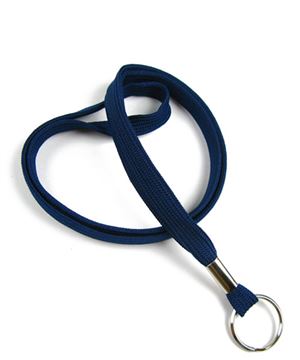  3/8 inch Navy blue key ring lanyard with a split ring-blank-LRB321NNBL