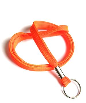  3/8 inch Neon orange key lanyard with a metal key ringLRB321NNOG 