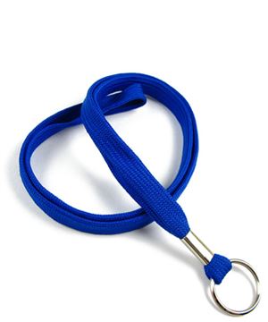  3/8 inch Royal blue key ring lanyard with a split ring-blank-LRB321NRBL 