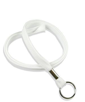  3/8 inch White key lanyard with a metal key ringLRB321NWHT 