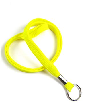 3/8 inch Yellow key ring lanyard with a split ring-blank-LRB321NYLW 