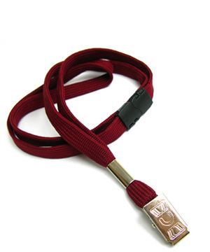  3/8 inch Maroon ID lanyards attached safety breakaway and metal clipblankLRB322BMRN 