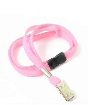  3/8 inch Pink ID lanyards attached safety breakaway and metal clipblankLRB322BPNK 
