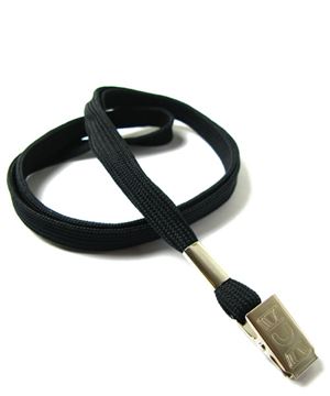  3/8 inch Black ID lanyard with a metal clipLRB322NBLK 