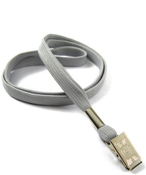  3/8 inch Gray ID lanyard with a metal clipLRB322NGRY 
