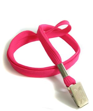  3/8 inch Hot pink ID lanyard with a metal clipLRB322NHPK 