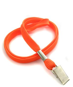  3/8 inch Neon orange ID lanyard with a metal clipLRB322NNOG 