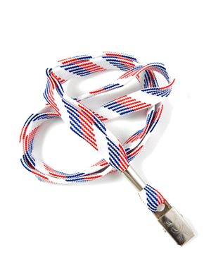  3/8 inch Patriotic pattern ID lanyard with a metal clipLRB322NRBW 