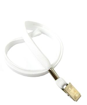  3/8 inch White ID lanyard with a metal clipLRB322NWHT 