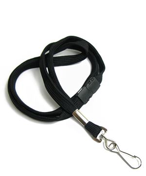  3/8 inch Black ID lanyard attached breakaway and swivel hookblankLRB323BBLK 