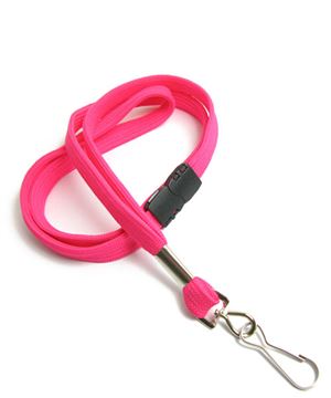  3/8 inch Hot pink ID lanyard attached breakaway and swivel hookblankLRB323BHPK 
