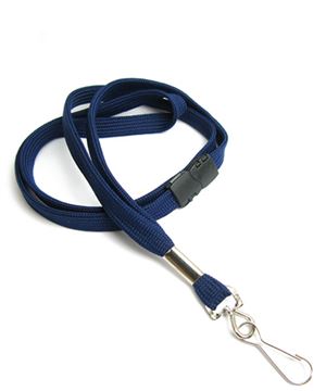  3/8 inch Navy blue ID lanyard attached breakaway and swivel hookblankLRB323BNBL 