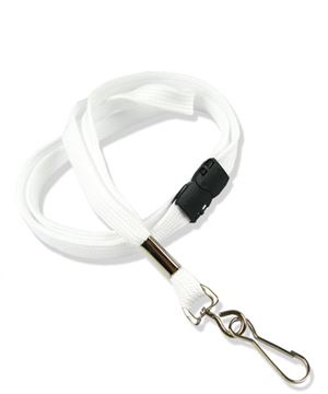  3/8 inch White ID lanyard attached breakaway and swivel hookblankLRB323BWHT 