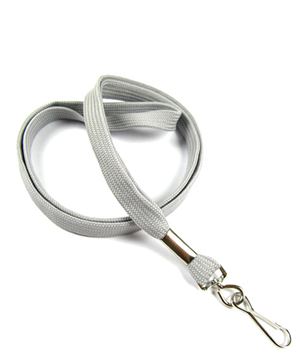  3/8 inch Gray ID lanyard with a metal swivel hookLRB323NGRY 