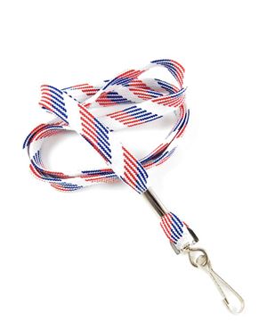  3/8 inch Patriotic pattern neck lanyards with swivel hook-blank-LRB323NRBW