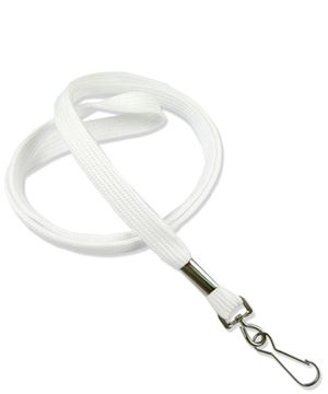  3/8 inch White ID lanyard with a metal swivel hookLRB323NWHT 