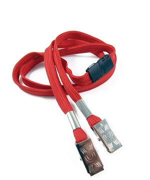  3/8 inch Red double clip lanyards attached breakaway and 2 bulldog clipsblankLRB324BRED 