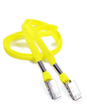  3/8 inch Yellow double clip lanyard with 2 metal bulldog clipsblankLRB324NYLW 