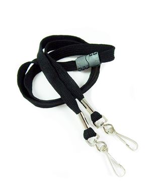 3/8 inch Black double hook lanyard with safety breakawayblankLRB325BBLK 
