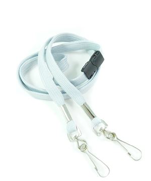  3/8 inch Gray double hook lanyard attached breakaway and 2 swivel hook-blank-LRB325BGRY 