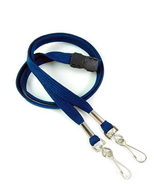  3/8 inch Navy blue double hook lanyard with safety breakawayblankLRB325BNBL 