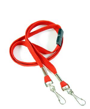  3/8 inch Red double hook lanyard with safety breakawayblankLRB325BRED 