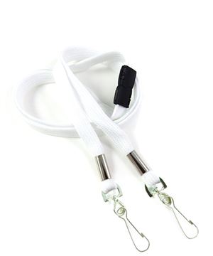  3/8 inch White double hook lanyard attached breakaway and 2 swivel hook-blank-LRB325BWHT 