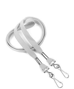 Gray Neck Lanyard  3/8 inch gray double hook lanyard with 2 swivel hook- blank-LRB325NGRY
