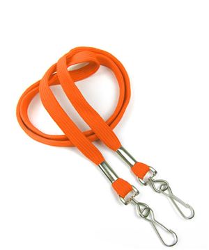  3/8 inch Orange double hook lanyard with 2 swivel hook-blank-LRB325NORG 