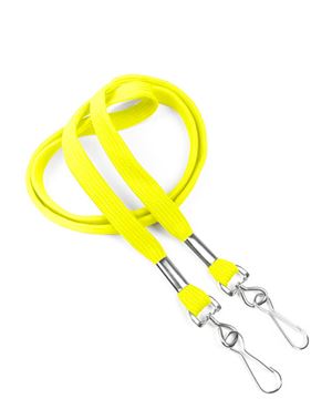  3/8 inch Yellow double hook lanyard with 2 swivel hook-blank-LRB325NYLW 