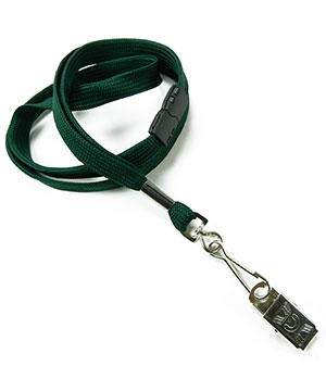  3/8 inch Hunter green breakaway lanyard with swivel j hook and metal clipblankLRB329BHGN 