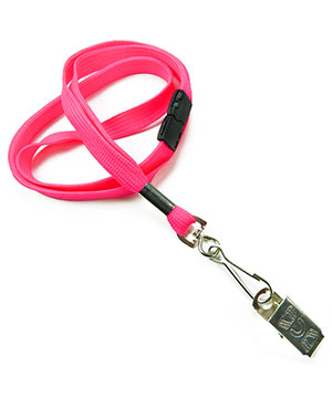  3/8 inch Hot pink breakaway lanyard with swivel j hook and metal clipblankLRB329BHPK 