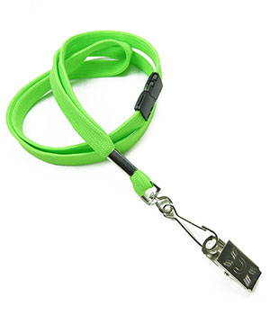  3/8 inch Lime green breakaway lanyard with swivel j hook and metal clipblankLRB329BLMG 