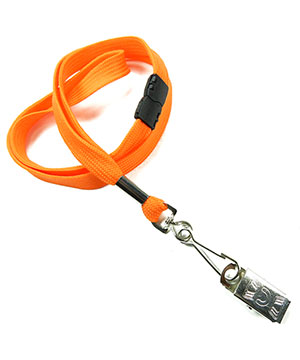  3/8 inch Orange ID clip lanyard attached breakaway and swivel hook with clip-blank-LRB329BORG 