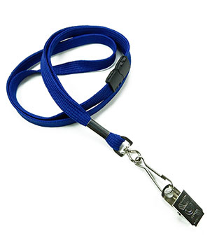  3/8 inch Royal blue ID clip lanyard attached breakaway and swivel hook with clip-blank-LRB329BRBL 