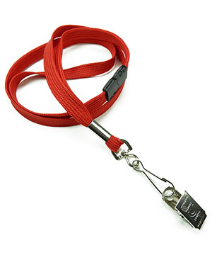  3/8 inch Red ID clip lanyard attached breakaway and swivel hook with clip-blank-LRB329BRED 