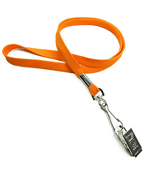  3/8 inch Carrot orange blank lanyard with swivel j hook and metal clipblankLRB329NCOG 
