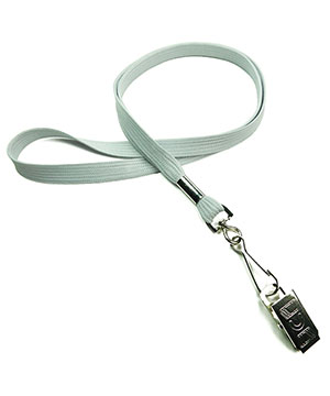  3/8 inch Gray neck lanyards attached swivel hook with bulldog clip-blank-LRB329NGRY