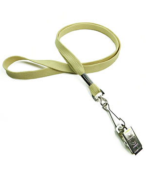  3/8 inch Light gold neck lanyards attached swivel hook with bulldog clip-blank-LRB329NLGD 